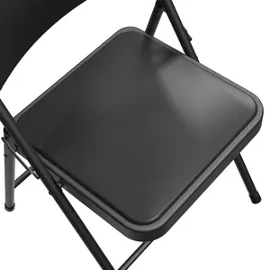 8/4/2 black folding chair with upholstered seat for outdoor and indoor use, portable stacked commercial seat with steel frame, suitable for events, offices, wedding parties, 300 lbs