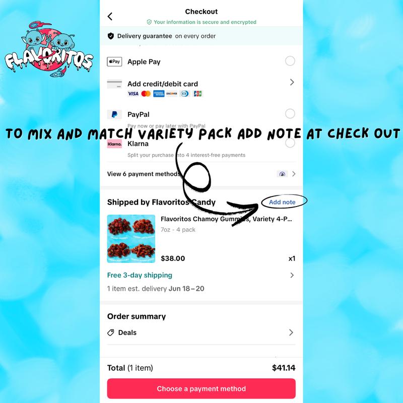 Flavoritos Chamoy Gummies, Variety 4-Pack - With Chamoy Packets Sweet and Chili Candy Snack