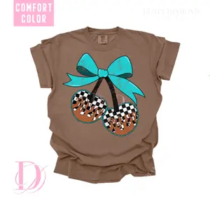 Checkered Turq Cherry Comfort Color T-Shirt