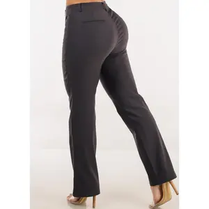 Push Up Super High Waist Stretch Bootcut Dress Pants Charcoal