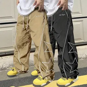 Men’s 2-Pack Retro Star Graphic Loose Track Pants – Stretchable Drawstring Waist, Perfect for Skateboarding, Streetwear & Casual Wear
