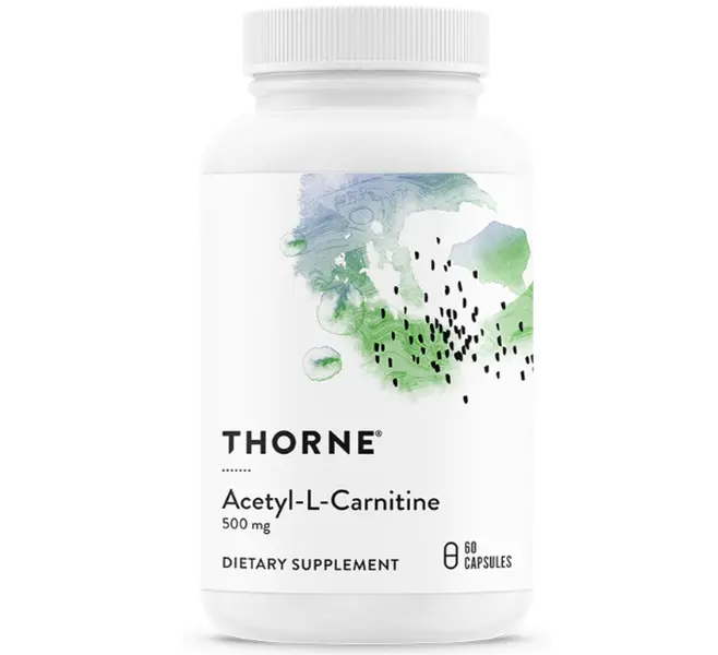 THORNE - Acetyl-L-Carnitine - 500 mg - Supports Brain Function, Mood & Healthy Nerve Sensations in the Hands & Feet* - Third-Party Certified - Gluten, Dairy & Soy-Free - 60 Capsules
