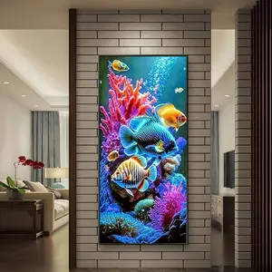 5D DIY Diamond Arts Colorful Painting Kit, Coral Reef Pattern Diamond Arts Colorful Painting without Frame, Handmade Cross Stitch Wall Art Decor, Diamond Painting Kits