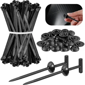 2nd Generation Nylon Universal  Ties Buckle(100 pcs) - Heavy Duty Self-Locking Zip Ties with Pin & Button, UV-Resistant Fasteners for Auto Repair