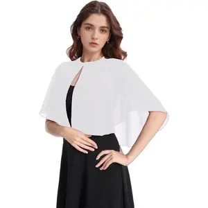 Soft Chiffon Shawl Wraps Shrug for Evening Dress Wedding  Style Cape for Women