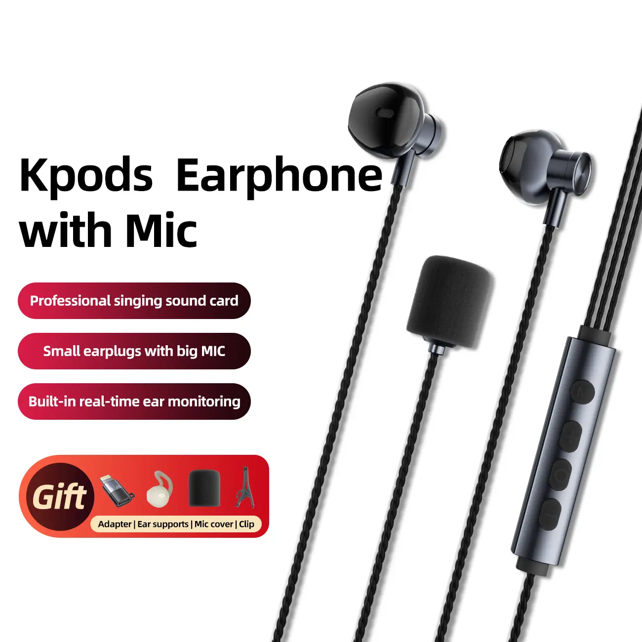 Karaoke Noise-Canceling Headphones, Audio Headphone: 8 Karaoke Sound Modes + Professional Sound Card, In-Ear Comfort Fit – Ideal for Karaoke, Live Stream, Recording, Free Accessories, Perfect Gift