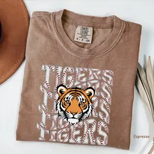 Comfort Colors Tigers Baseball T-Shirt, Vintage Tigers Tee, Baseball Mom Gift, Women Favorite Top, For Woman