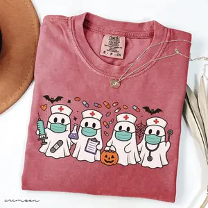 Comfort Colors®  Ghost Nurse Halloween Shirt, Halloween Nurse Shirt, Spooky Nurse Shirt, Halloween Nurse Gift