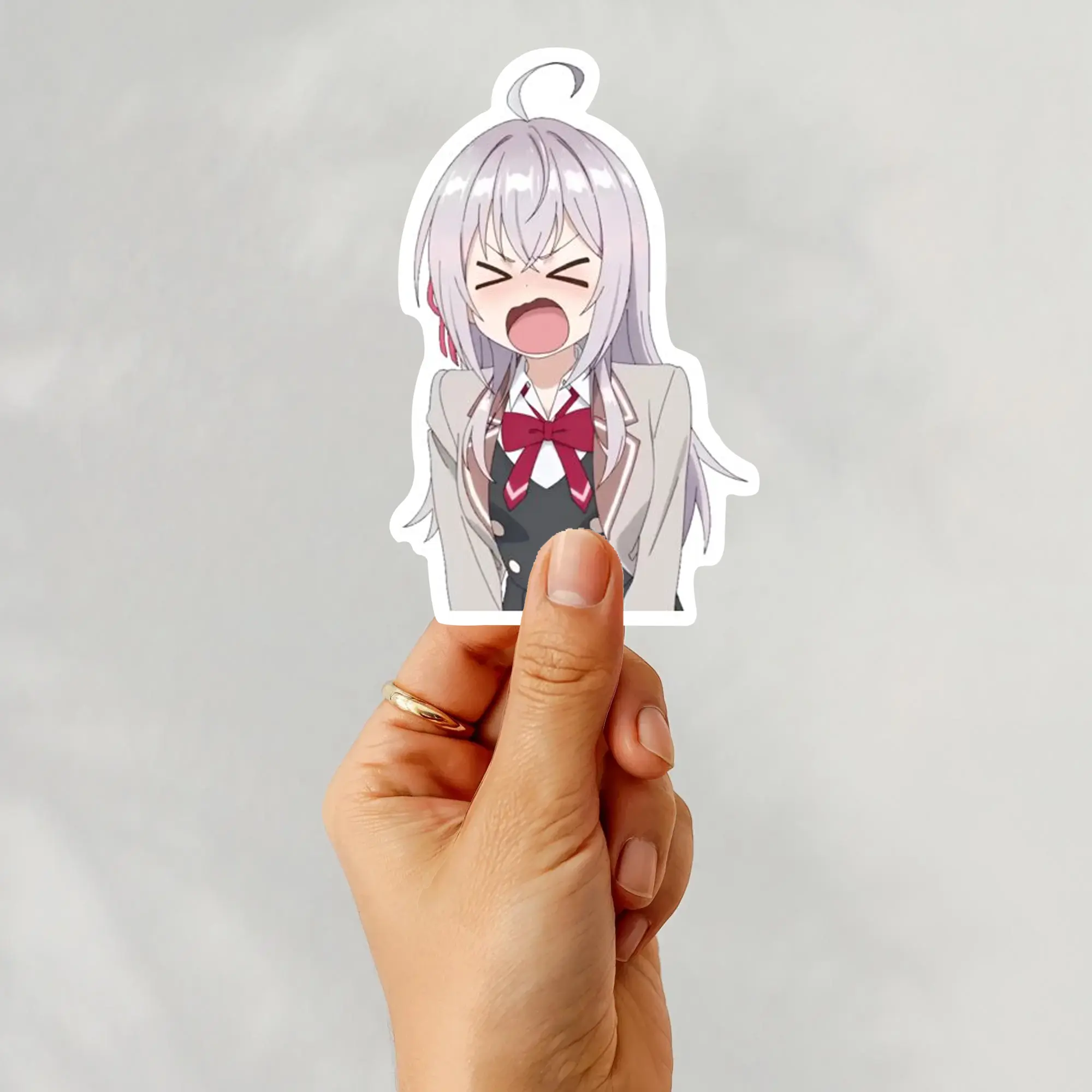 Alya Screaming Vinyl Sticker, School Uniform Anime Girl Sticker, Waifu Girl Sticker for Laptop Notebook Phone Decor