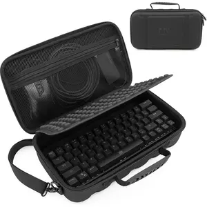 CASEMATIX 60% Keyboard Case Compatible with Razer Huntsman Mini/HK Gaming GK61 Hard Shell EVA with Padded Divider Shoulder Strap & Accessory Pocket