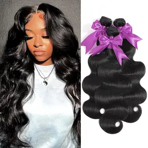 Gefily[14A]Body Wave Human Hair Bundles 12-30 Inch  Body Wave bundles Unprocessed Brazilian Virgin Hair 3 Bundles Human Hair Deals Real Human Hair Natural Black Colo For Woman