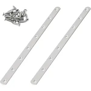 11.5 Inch Stainless Steel Straight Brace Flat Straight Support Repair Fixed Bracket Connector Heavy Duty Furniture Repair Fixing Joint with Screw 2PCS