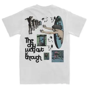 Awake Happy - The Only Way Out is Through Tee Cotton Unisex Womens Menswear Tshirt Top Relaxed Fit Soft Man Streetwear Casual DTG Printed Mindfulness Spiritual Motivational Self Help Mental Health