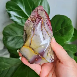 Mookaite Flame 6 Inch Natural Rock Specimen with Unique Purple and Yellow Patterns