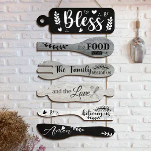 Wooden Kitchen Wall Decor, 1 Count Farmhouse Kitchen Wall Sign with Rope, Home Decor, Housewarming Gift, Home Wall Hanging Decor, Wooden Letter Sign
