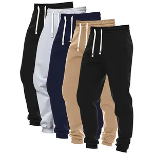 5-Pack Men's Pants Solid Color Elastic Waist Drawstring Ribbed Joggers Casual Sports Pants Men's Long Pants