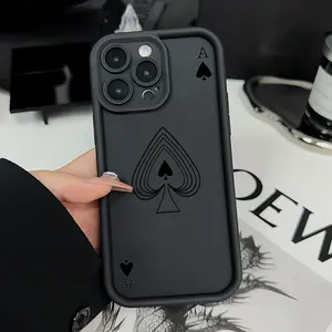 Case for iPhone 16 Pro Max 15 Plus 14 13 12 11 XS XR Ace of spades Drop Protection Shockproof Soft Silicone smartphone Cover