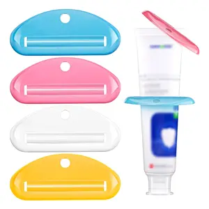 4PCS Toothpaste Tube Squeezer Set | Plastic Toothpaste Dispenser & Hanging Clip | Bathroom Tool for Creams & Cosmetics