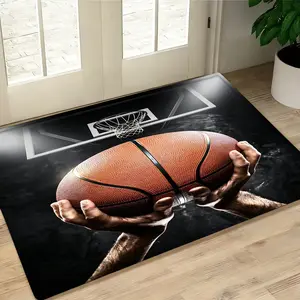 Creative Basketball Theme Washable Area Rug, Multiple Sizes, Modern Design, Easy Care, Perfect for Living Room and Bedroom Decor