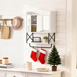 HOOBRO Wall Mounted Mirrored Bathroom Cabinet, Medicine Storage Cabinet, Bathroom Wall Cabinet with Mirror and Hidden Space and Towel Bar, Double Mirrored Doors, Detachable Shelf#SpringSale #BigSpringSale