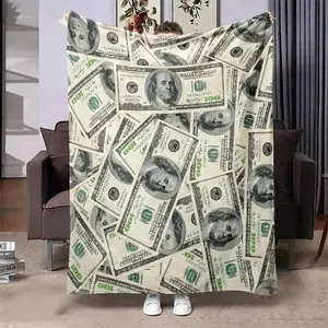 Luxurious dollar-pattern flannel blanket, suitable for all seasons, soft and warm, perfect for sofas, beds, and home decor.It's a fun money-themed gift, ideal for travel and camping, suitable for men, women, and unisex use birthday celebration