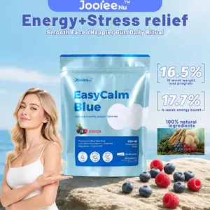 EasyCalm Blue, Magnesium KSM-66 Ashwagandha & Blue Spirulina L-theanine Lion's Mane Mushroom GABA Vitamin D3, Mixed drink Supports Cortisol Balance, Detox, Mood,Sleep, 20 Servings Travel Packets