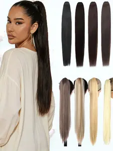 26 Inch Long Straight Ponytail - Fluffy Claw Clip Synthetic Hairpiece for Women, Natural Look for Holiday Parties & Daily Wear