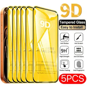 5pcs 9D Ultra HD Screen Protectorfor For iPhone 17 Pro Max/Air/17 Pro/16/15/14/13/12/11/Mini/16e/16 Pro Max/16 Pro/16 Plus/X/XS MAX/XR,Full Coverage,Scratch & Impact Resistant,High-Definition Glossy Finish,Compatible with Phone Cases