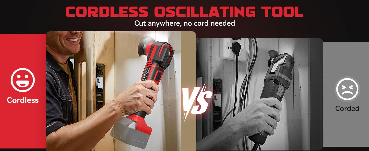 Cordless Oscillating Tool Compatible with Milwaukee 18V Battery (NO BATTERY!!), 6 Variable Speed Brushless-Motor, multi tool kit for Cutting Wood Nails Remove Grout & Sanding