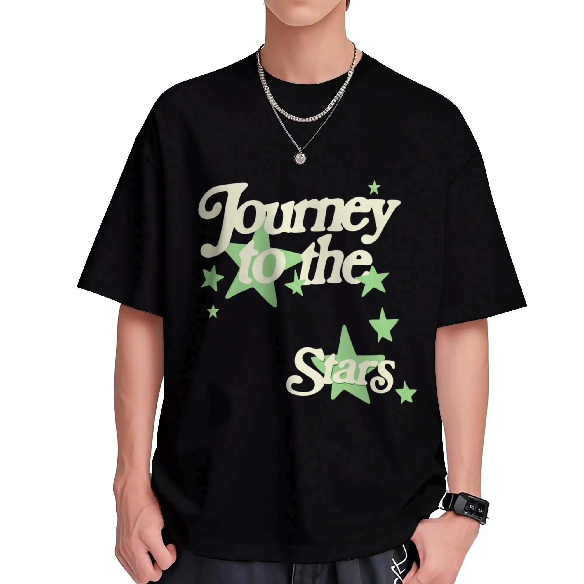 Men's Journey To The Stars Washed Oversized T-Shirt Menswear Top - Relaxed Fit Casual Wear Casual Style Tee Casual Loose Fit