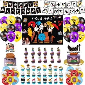 1/set TV Show Friends Party Decoration Balloons Banner Cake Toppers Supplies Adults Gifts Friends Gathering Photo Booth Prop