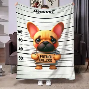 Fun French Bulldog Pattern Shawl Blanket, Soft Comfortable Home Decor, All-Scene Nap Companion, Ideal Creative Gift