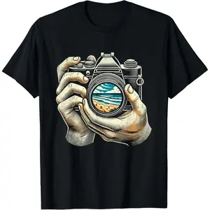 Cotton Streetwear Graphic Tees Casual Round Neck Shortsleeve Fashion Camera Photographer Photography Photographers T-Shirt
