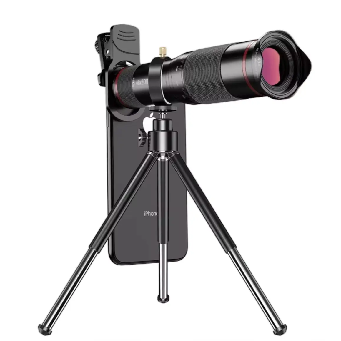 High-Quality Metal Telephoto Monocular 48X Mobile Phone Camera Lens Kit with Tripod for Enhanced Photography Experience and 4K HD Imaging Smartphone Cellphone