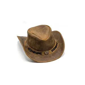 *NEW* Light Brown - Western Leather Cowboy Hat
