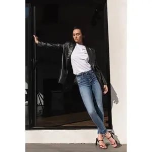 Natasha High Rise Button Up Ankle Skinny