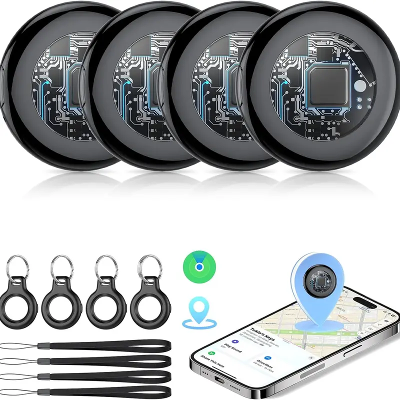 [Flash Deals] Tukio GPS Tracker(iOS Only) Lucid Tag for Cars & Pets - Mini Clear Design, Weatherproof Case, Anti-Lost Device, Works with Apple Find My (iOS Only), No Monthly Fees, IP67 Waterproof, Replaceable Battery summerwins, Necklace, Batteries