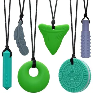 FNE7 Chew Necklaces for Sensory Boys Girls and Adults, Silicone Chewy Necklace with Autism, ADHD, SPD, Chewing, Oral Motor Therapy Anxiety Necklace