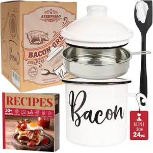 Stainless Enamel Bacon Grease Dispenser