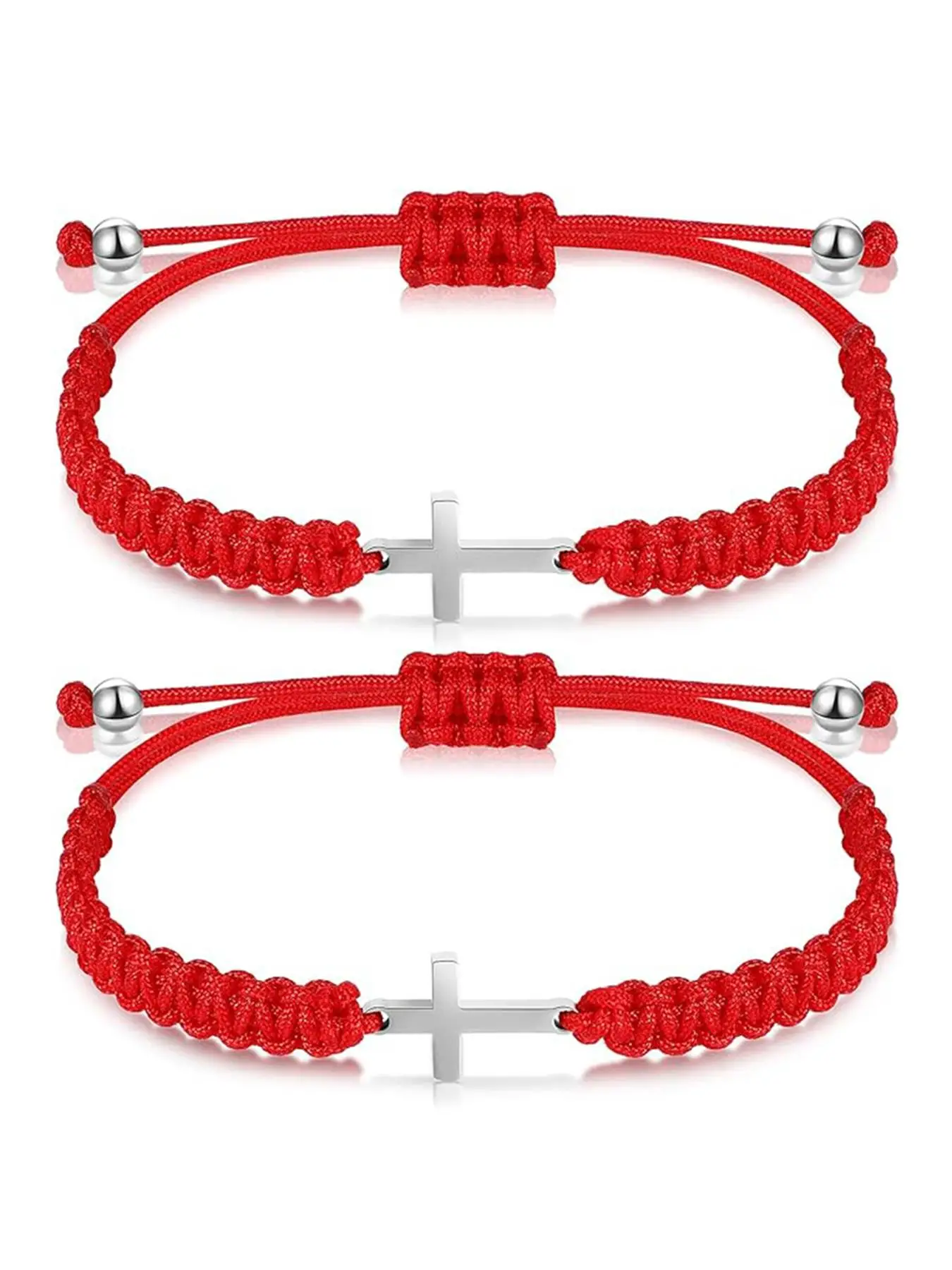 2pcs Solid Color Simple Cross Design Adjustable Strap Bracelet, Fashion Jewelry for Party, Daily Clothing Decor, Trendy All-match & Exquisite Jewelry