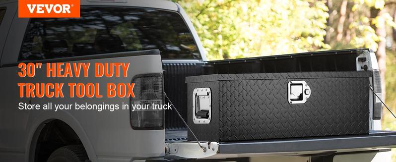 VEVOR Heavy Duty Aluminum Truck Bed Tool Box, TikTokShopBlackFriday, Diamond Plate Tool Box with Side Handle and Lock Keys, Storage Tool Box Chest Box Organizer for Pickup, RV, Trailer, Truck Bed, 30"x13"x9.6" VEVOR Heavy Duty Aluminum Truck Bed Tool Box, TikTokShopBlackFriday, Diamond Plate Tool Box with Side Handle and Lock Keys, Storage Tool Box Chest Box Organizer for Pickup, RV, Trailer, Truck Bed, 30"x13"x9.6"