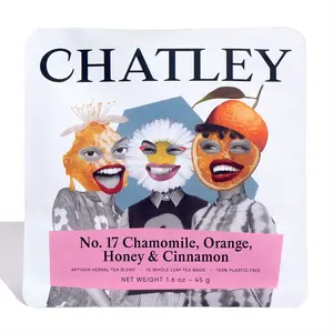 Chatley Tea No. 17: Chamomile, Orange, Honey & Cinnamon, Herbal Tea, Full Leaf Tea Bags, Plastic Free, Hot or Iced Tea
