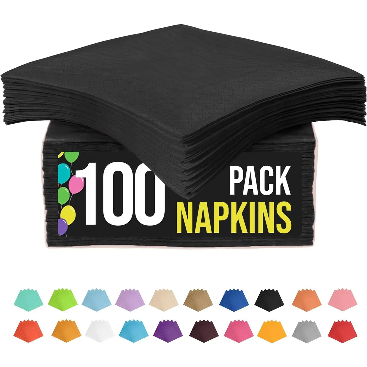 100 Pcs 2 Ply Black Disposable Dinner Napkins Bulk for Everyday Parties and Party Supplies