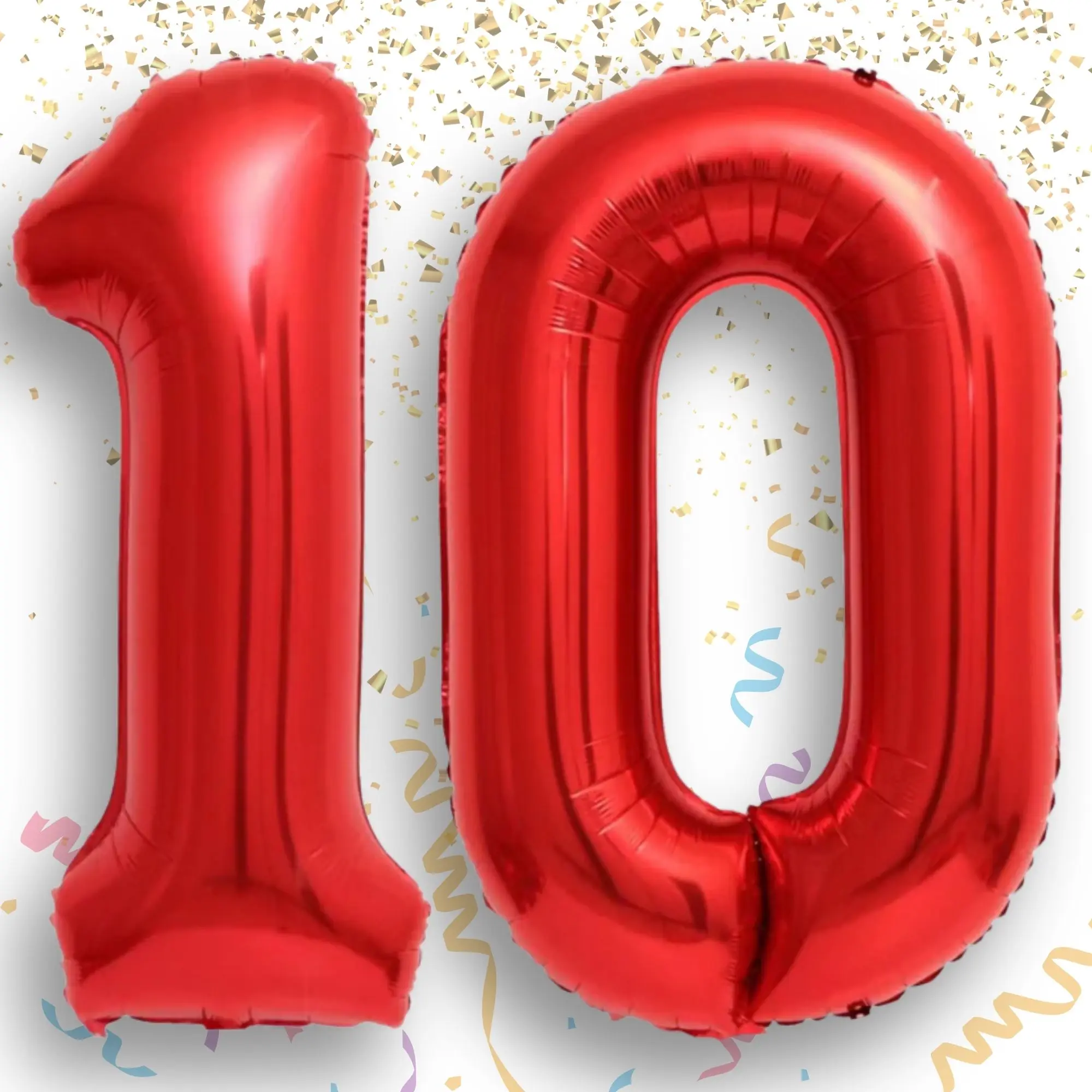 Red Number Balloons 10-90 | 40 inch Mylar Foil Balloon Number for 10th 12th 16th 17th 21st Birthday Party Decorations | Reusable Self-Seal Air or Helium Balloons for Anniversary & Graduation Refillable Balloon