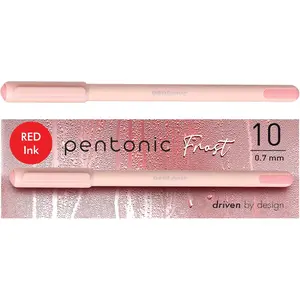 Pentonic Ballpoint Pens, 10 Count, Frosted Pale Pink Barrel with Red Ink, 0.7 mm Fine Point, Smooth Writing For Journaling & Note Taking (PEN13087)