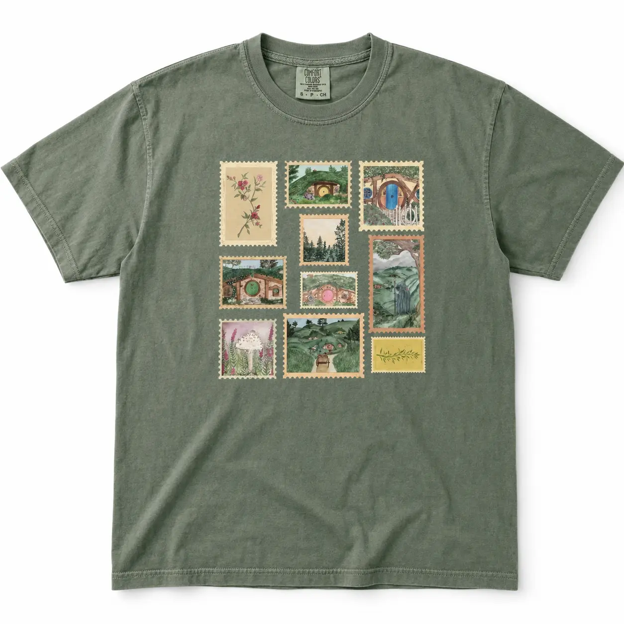Comfort Colors Women's Vintage Tolkien Inspired Graphic T-Shirt, Soft Cotton Casual Short Sleeve Streetwear for Bookish Fans, Shortsleeve, Round Neck, Top