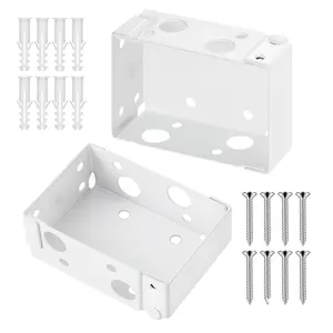 Box Mounting Brackets Set Of 2 For Window Blinds, Fits 1.5 x 2.25 Inch Headrails, Includes Self-Tapping Screws And Expansion Tubes, Sturdy Iron Construction, White Finish, Easy Blind Installation Hardware