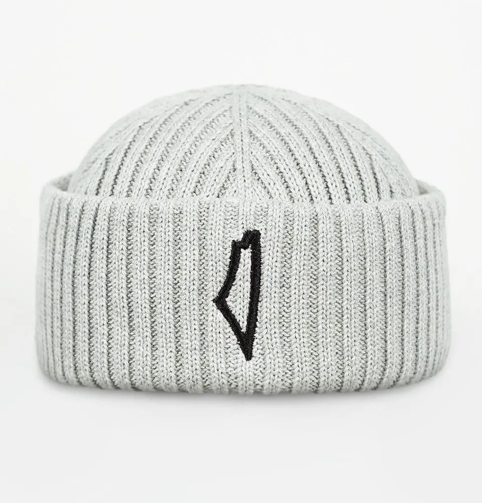 Men's Premium Brimless Knitted Cap - Palestine Map - Grey