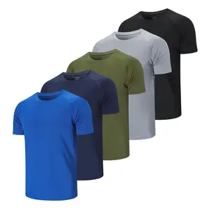 Men's Plain Crewneck Shirts Causal Short Sleeve Classic Plain Athletic Shirts Quick Drying Breathable Mesh Summer Soft Raglan Tee Gym Tops
