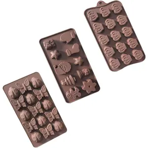 3 Packs  Molds for Chocote,  Grade no-stick Baking, candy and butter Mold with different shape (3 packs chocote molds)
